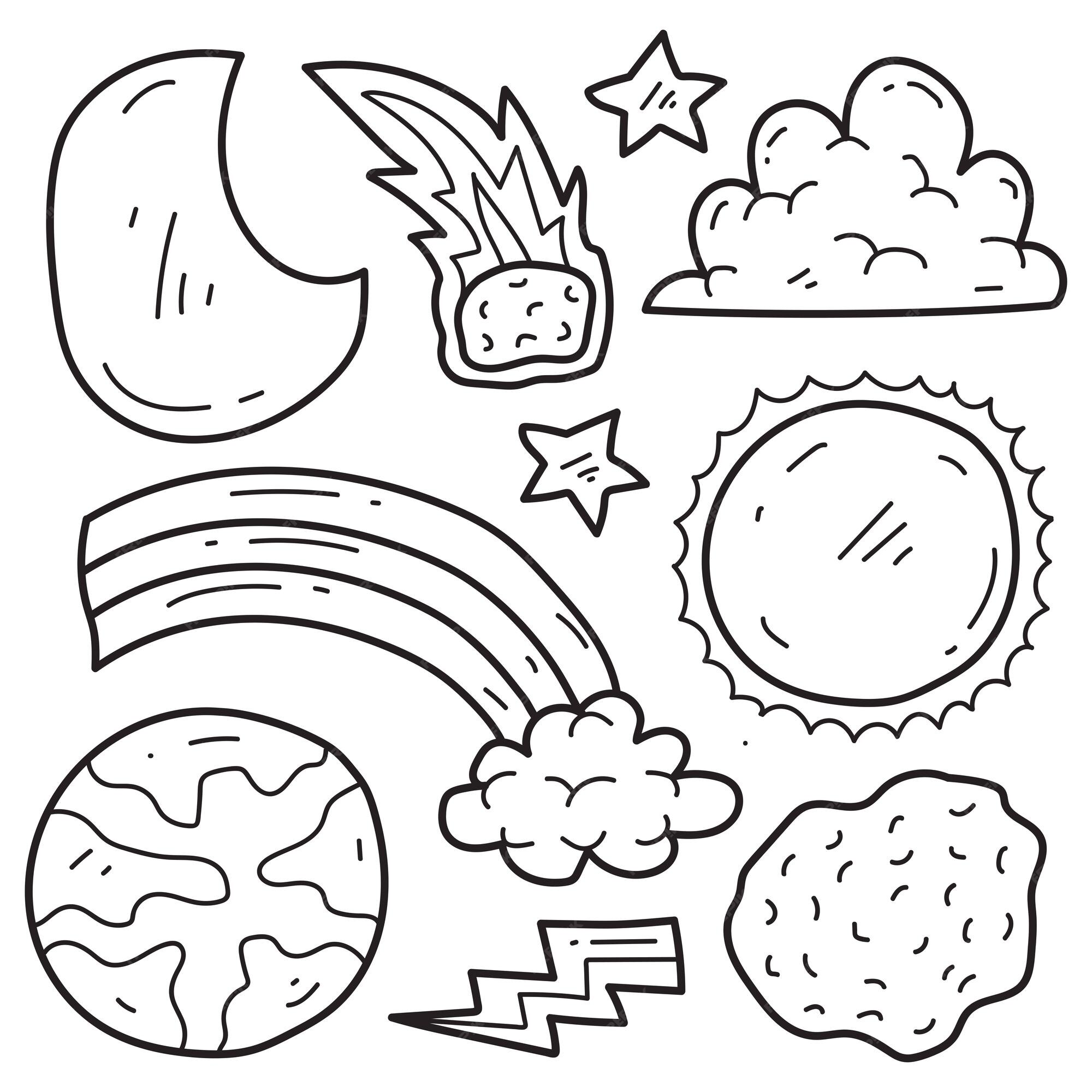 Premium Vector  Kawaii doodle cartoon planet coloring design