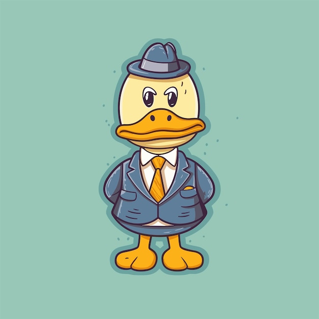 Vector hand drawn cartoon duck illustration animal holiday concept