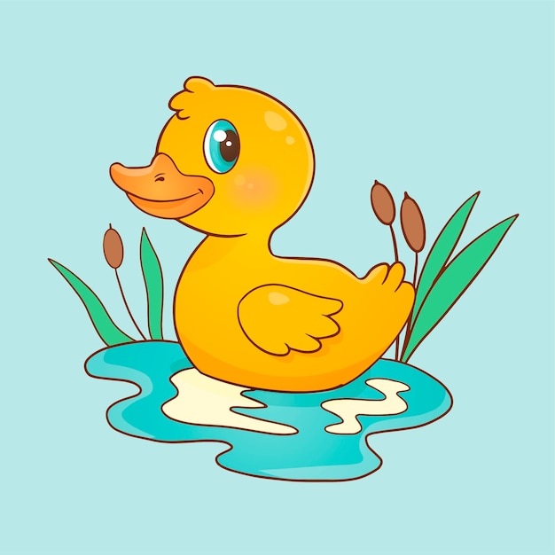 Vector hand drawn cartoon duck illustration