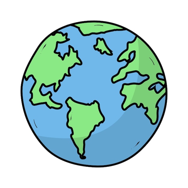 Vector hand drawn cartoon earth vector illustration