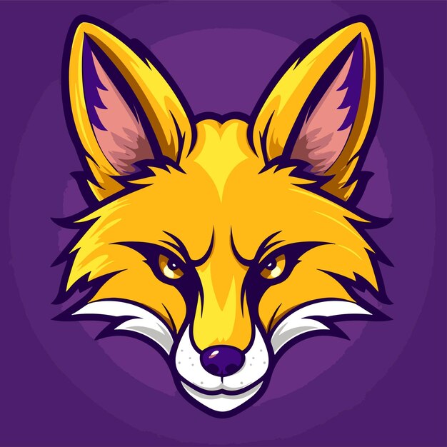 Hand drawn cartoon fox face illustration tshirt design fox head isolated on background