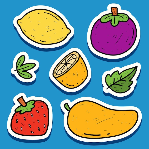 Hand drawn cartoon fruit kawaii doodle sticker design