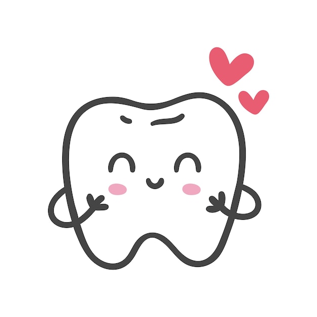 Vector hand drawn cartoon of a happy tooth