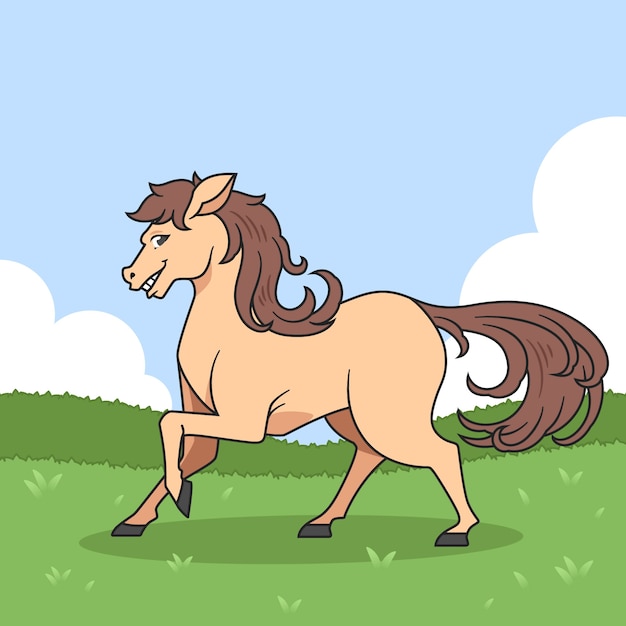 Vector hand drawn cartoon horse illustration