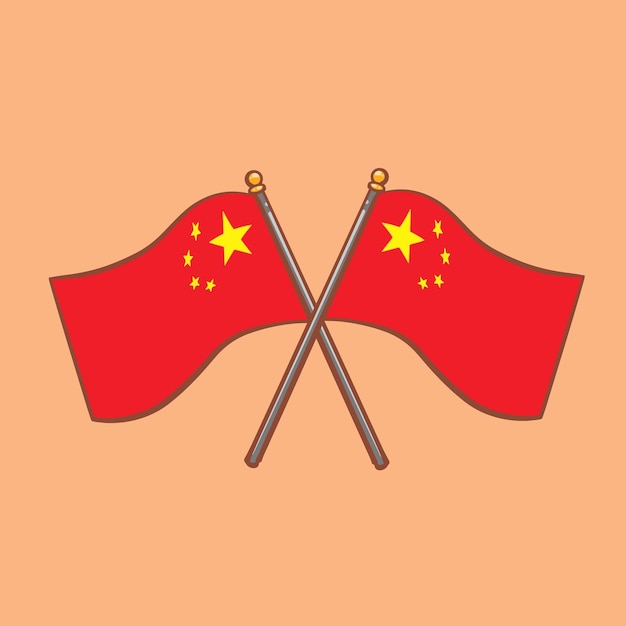 Hand drawn cartoon illustration of Chinese national flag