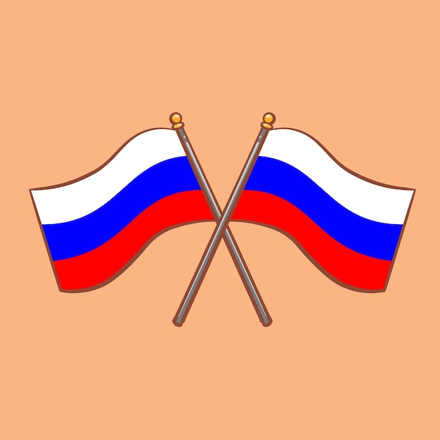 Hand drawn cartoon illustration of russian flag