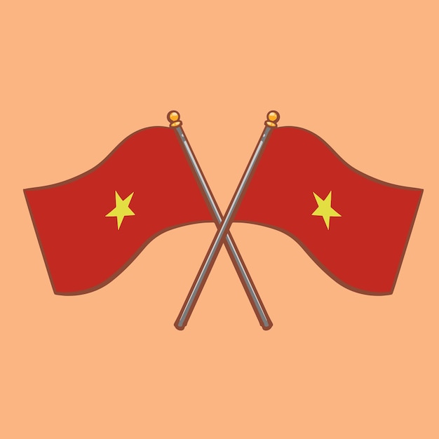 Hand drawn cartoon illustration of Vietnamese flag