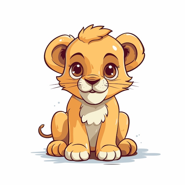 Vector hand drawn cartoon lion illustration animal nature concept