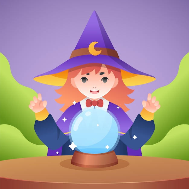 Vector hand drawn cartoon magic and witchcraft composition