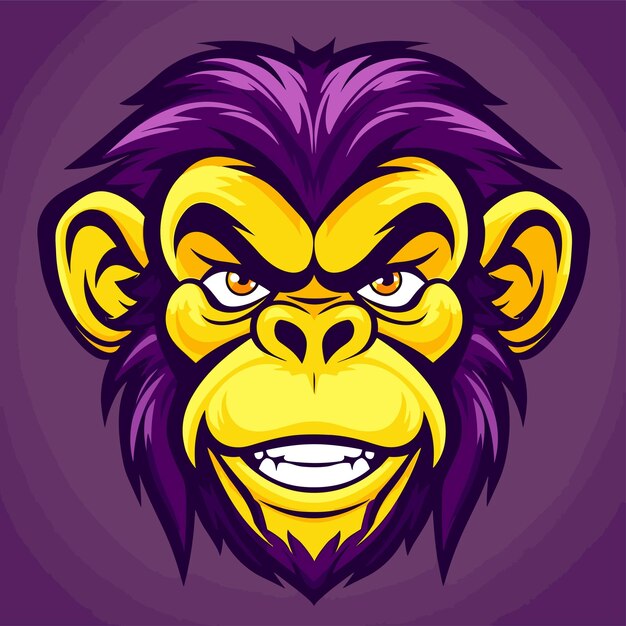 Hand drawn cartoon monkey face illustration monkey head isolated on background