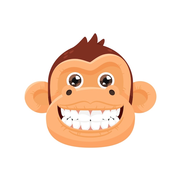 Vector hand drawn cartoon monkey face illustration