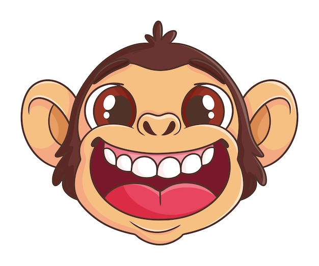 Vector hand drawn cartoon monkey face illustration