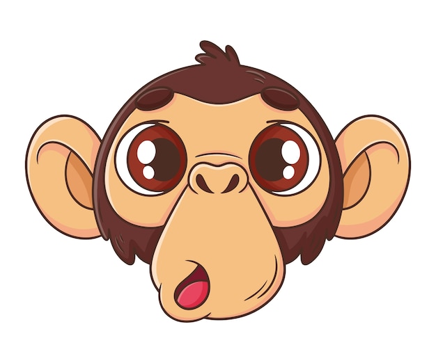 Vector hand drawn cartoon monkey face illustration