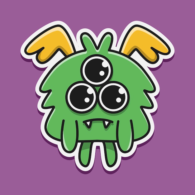 Hand drawn cartoon monster doodle sticker design illustration