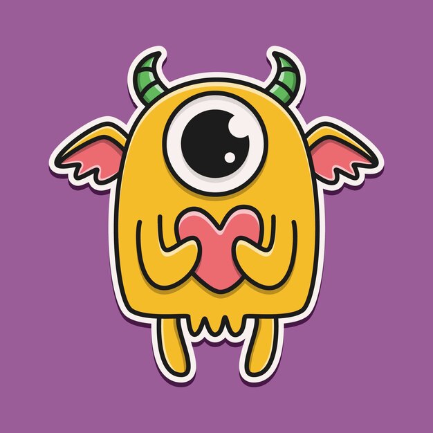 Hand drawn cartoon monster doodle sticker