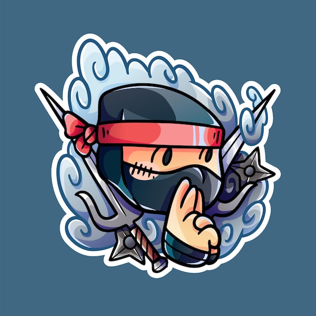 HAND DRAWN CARTOON NINJA STICKER