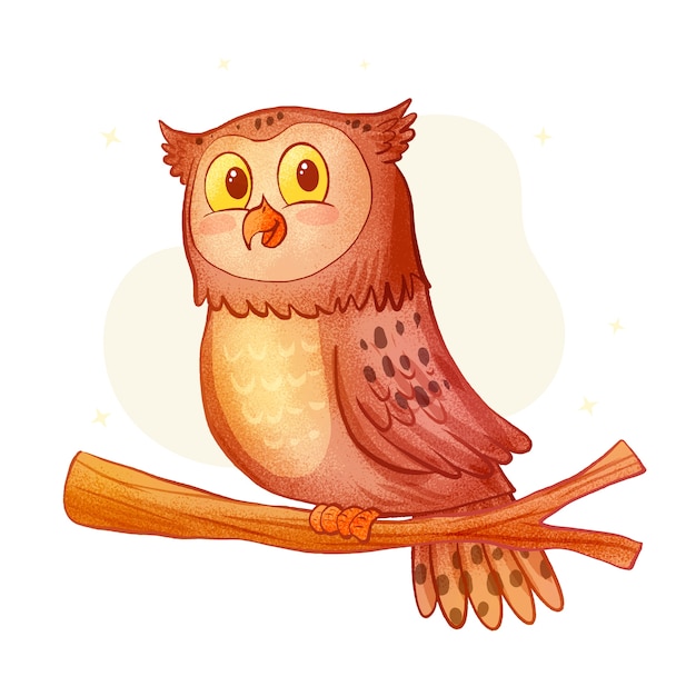 Vector hand drawn cartoon owl illustration