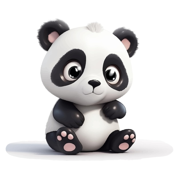 нарисованная рукой иллюстрация панды шаржа изолированная на белой предпосылке