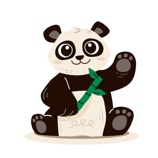 Нарисованная рукой иллюстрация панды шаржа