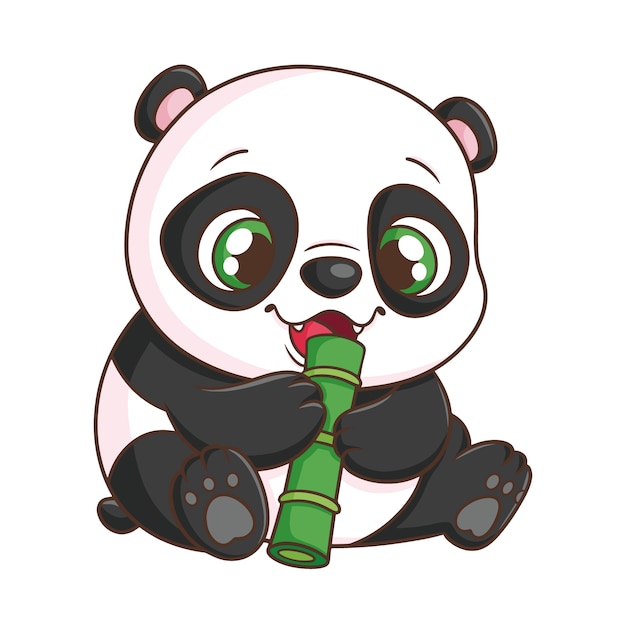 Vector hand drawn cartoon panda illustration