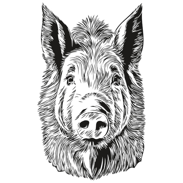 Hand drawn cartoon Pig vector vintage illustration hog