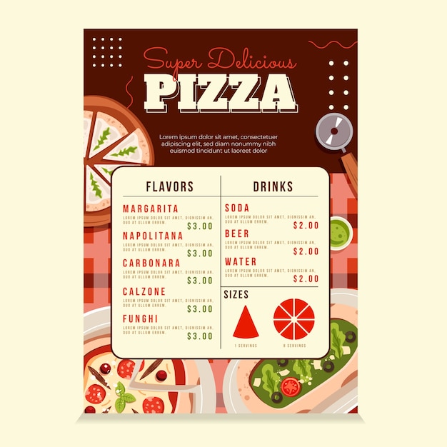hand drawn cartoon pizza poster