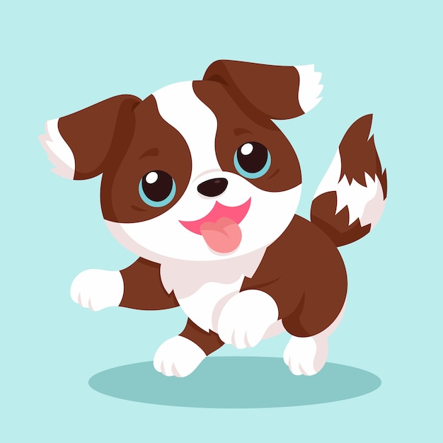 Vector hand drawn cartoon puppy  illustration