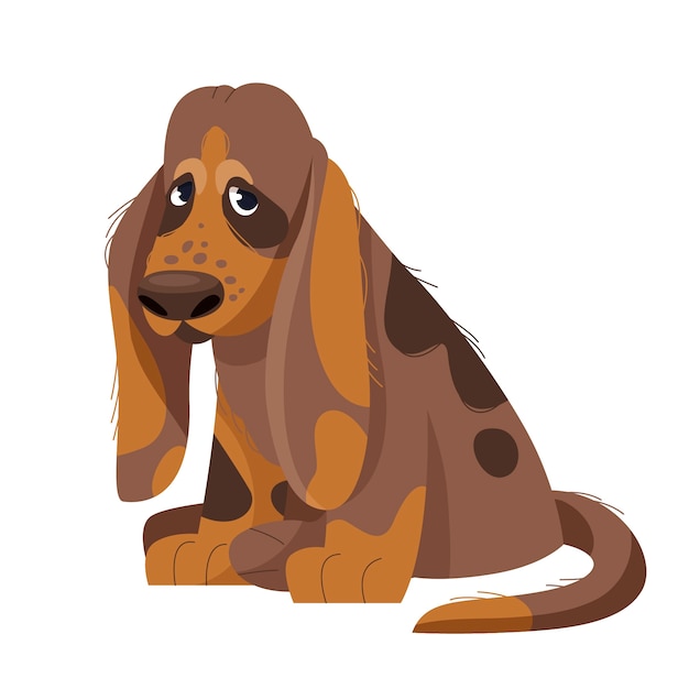 Hand drawn cartoon sad dog illustration