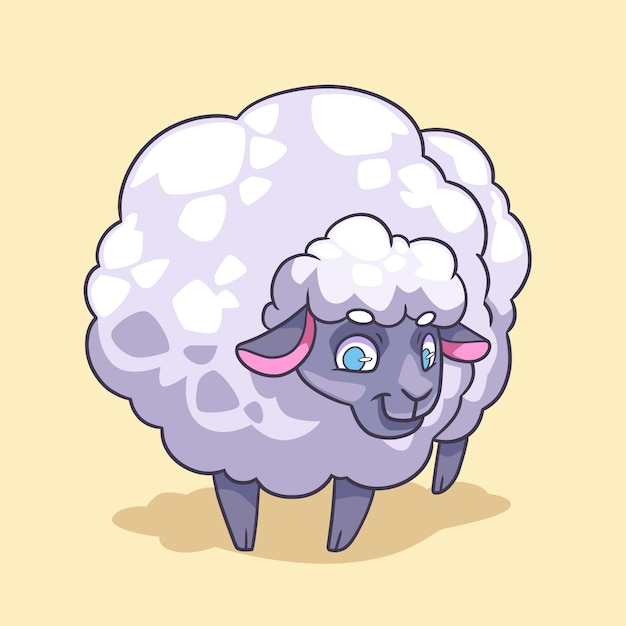 Vector hand drawn cartoon sheep illustration