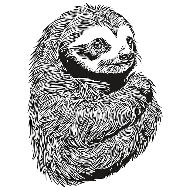 Hand drawn cartoon Sloth vector vintage illustration Sloths