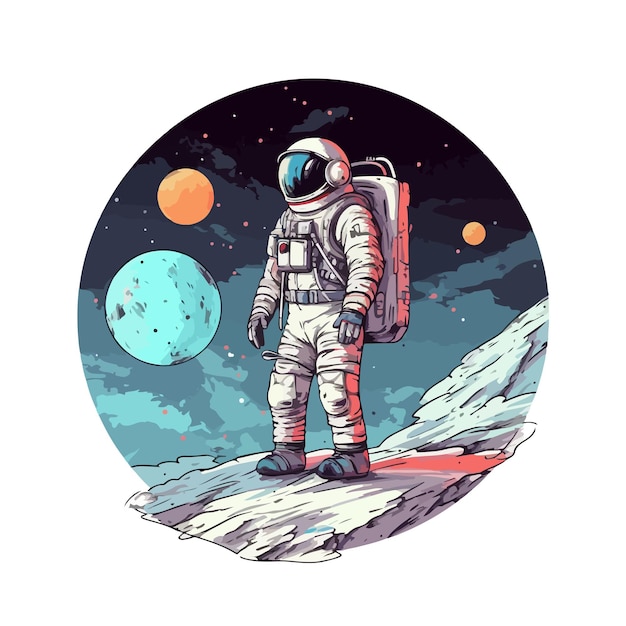 hand drawn cartoon spaceman illustration