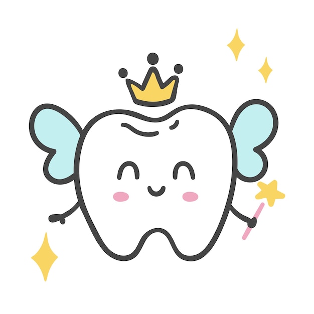 Vector hand drawn cartoon tooth fairy godmother