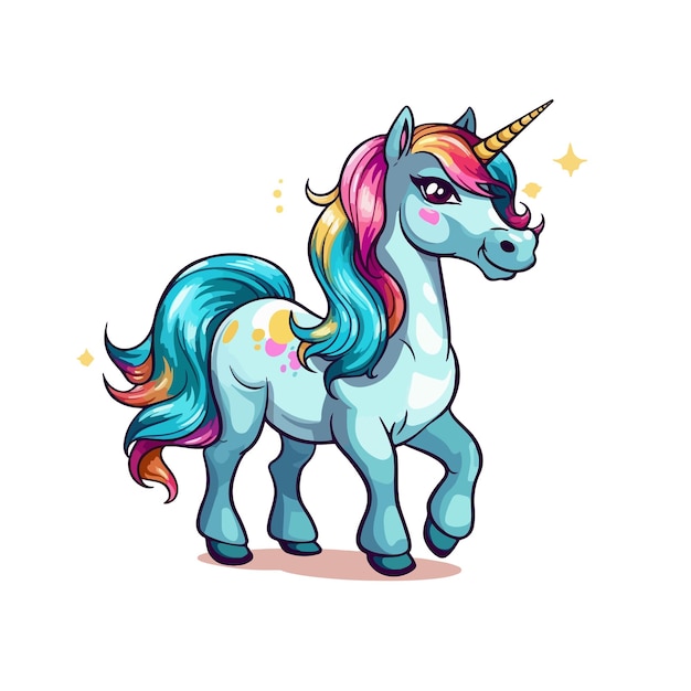 hand drawn cartoon unicorn illustration