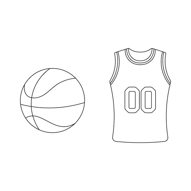 Hand drawn Cartoon Vector illustration basketball ball and uniform sport icon Isolated