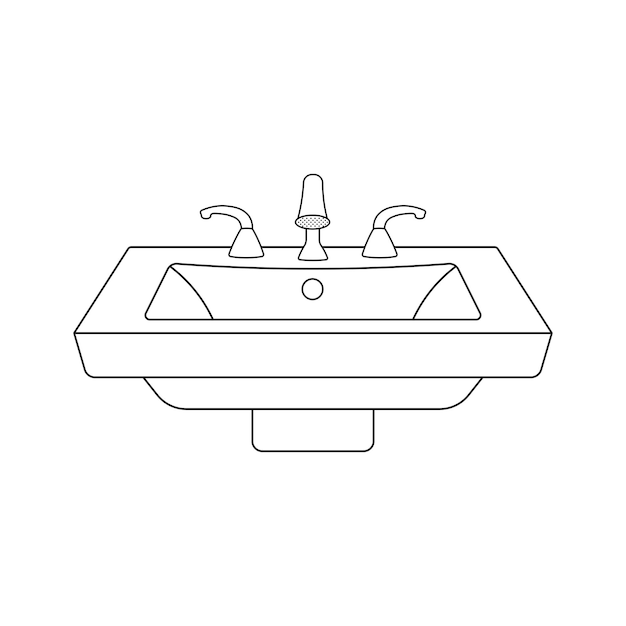 Icona del lavandino del bagno con illustrazione vettoriale cartoon disegnata a mano in stile doodle