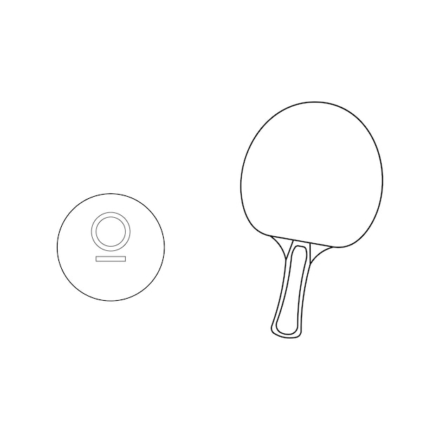 Hand drawn Cartoon Vector illustration table tennis pingpong racket and ball sport icon Isolated on