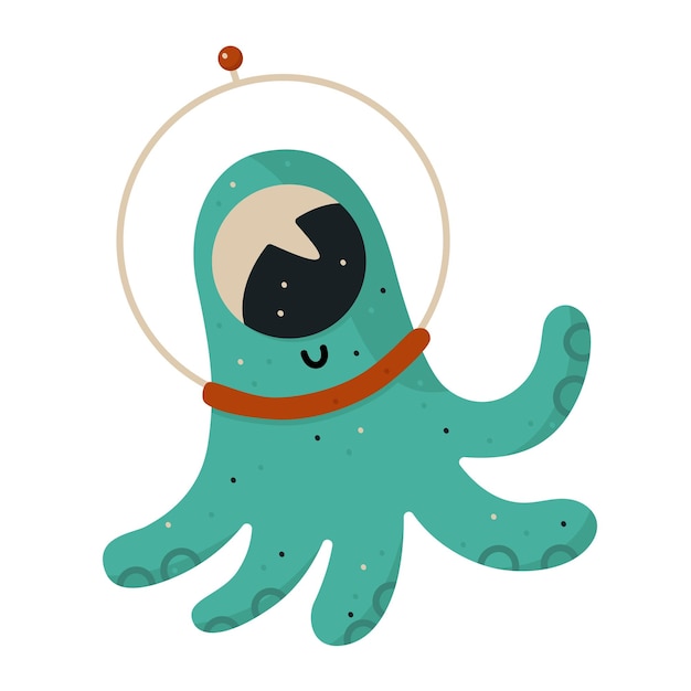 Hand drawn cartoon vector space illustration friendy alien creature with one eye