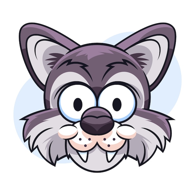 Vector hand drawn cartoon wolf face illustration