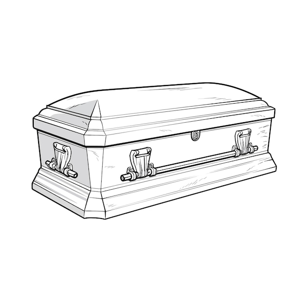 Vector hand drawn casket cartoon vector illustration clipart white background