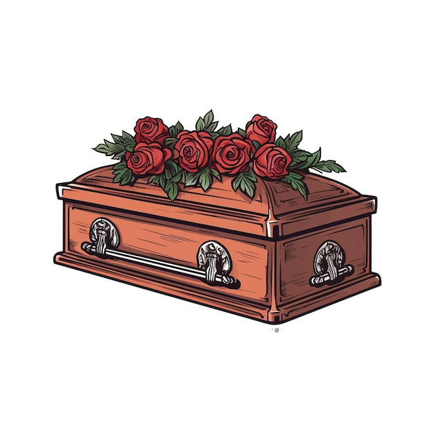 Vector hand drawn casket cartoon vector illustration clipart white background