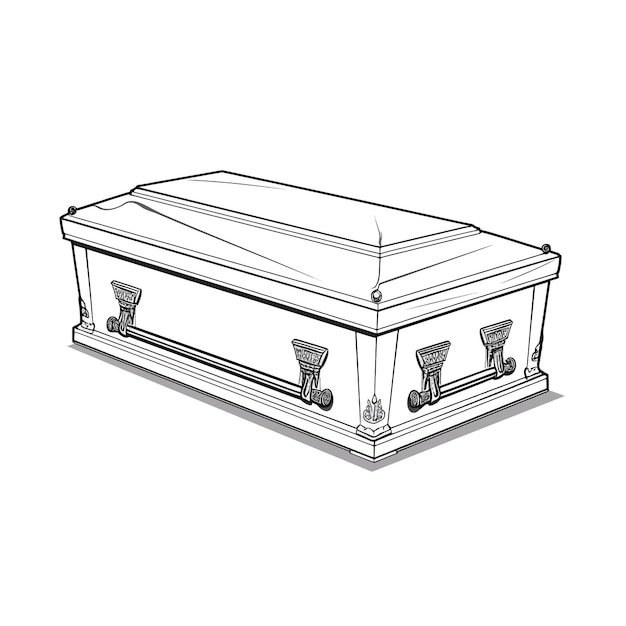 Vettore disegnato a mano casket cartone animato vettoriale illustrazione clipart sfondo bianco