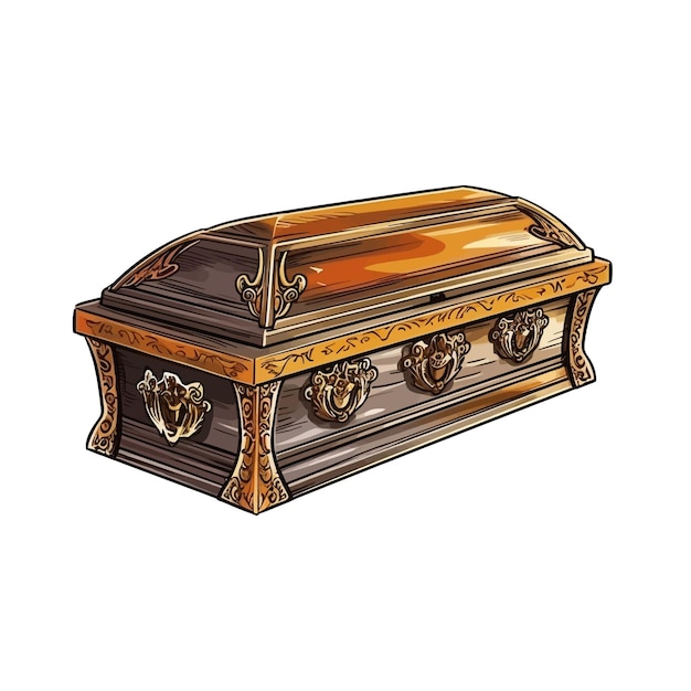 Vettore disegnato a mano casket cartone animato vettoriale illustrazione clipart sfondo bianco