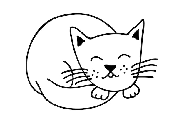 Vettore clipart gatto disegnato a mano simpatico doodle per animali domestici