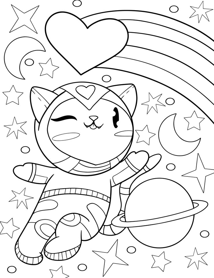 Vector 手描き猫ぬりえ猫概要イラスト