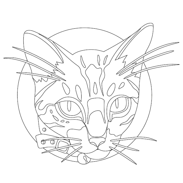 Hand drawn cat face outline illustration