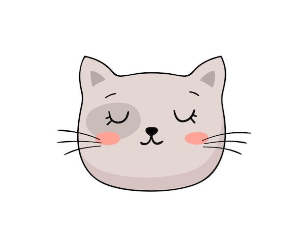 Hand-drawn cat face. vector cartoon kitty head.