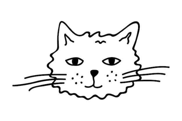Hand drawn cat muzzle clipart Cute pet face doodle