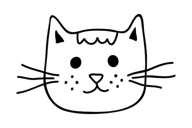 Hand drawn cat muzzle clipart cute pet face doodle