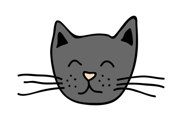 Hand drawn cat muzzle clipart Cute pet face doodle