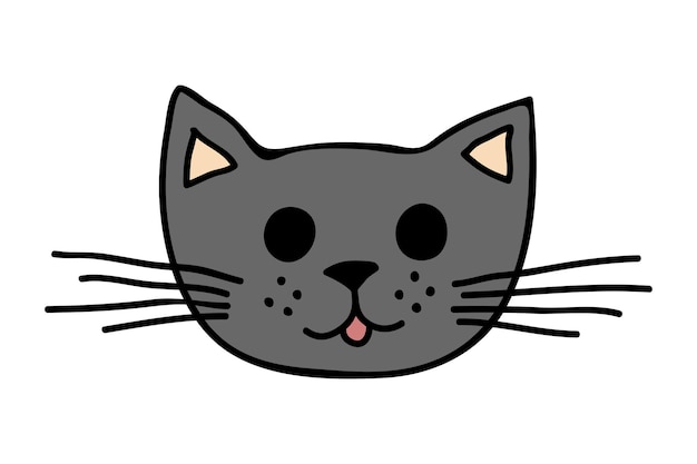 손으로 그린 고양이 총구 클립 아트 귀여운 애완 동물 얼굴 낙서